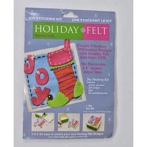 CPE Whimsical Holiday Felt Joy Stocking Kit 4" Square Pieces Floss Embellishment